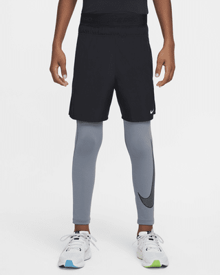 Boys Nike Pro Dri Fit Training Tights XLarge Smoke Grey Black